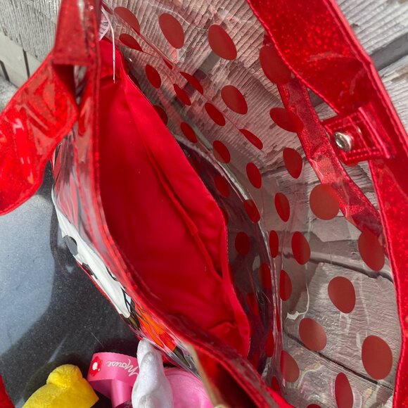 Minnie Mouse Disney Bag Set Clear Tote and Plush Backpack With Doll - Picture 4 of 7